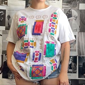 Vintage 90s floral abstract tshirt